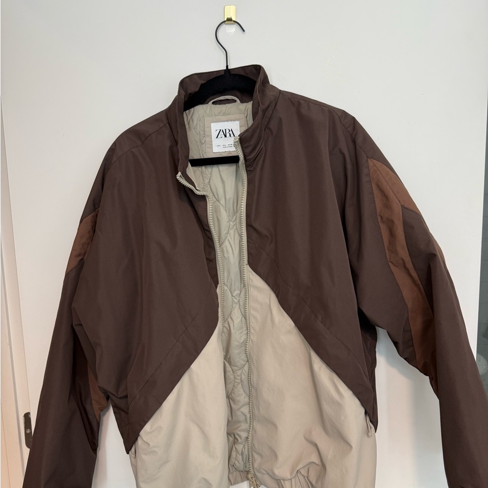 Zara Brown and Beige Lightweight Jacket